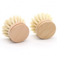 Long Handle Natural Bamboo Kitchen Brush Head Replacements Dish Cleansing Brushes for Pot