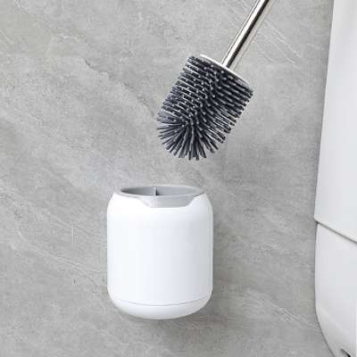 Top sell efficient soft TPR concise standing silicone toilet bowl brush for bathroom with stainless steel handle